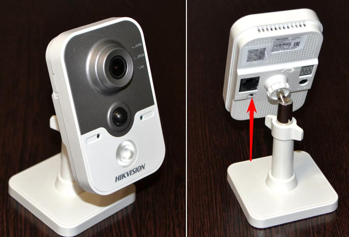 Кнопка сброса на миниатюрной IP-камере HikVision Кнопка сброса на миниатюрной IP-камере HikVision
