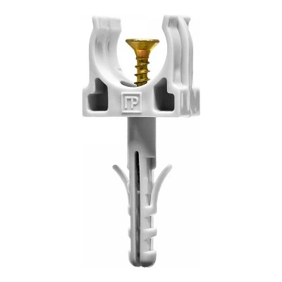 Крепеж-клипса с дюбелем и саморезом серая d25 мм (100шт/900шт уп/кор) (PR13.0217)