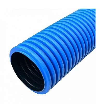 Труба гофрированная двустенная ПНД жесткая тип 450 (SN12) синяя d110 мм 6м (36м/уп) (PR15.0070)