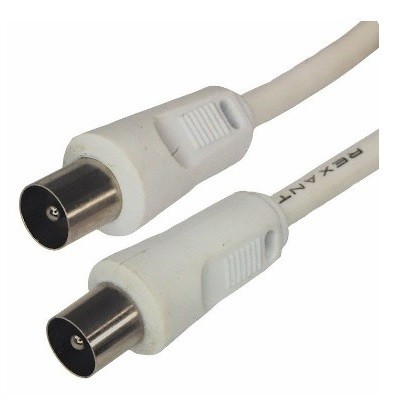 Шнур ТВ штекер - ТВ штекер, 1,5м, белый (18-0102)