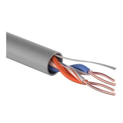 Кабель витая пара U/UTP, CAT 5e, PVC, 2PR, 24AWG, INDOOR, SOLID, серый, (01-0023)