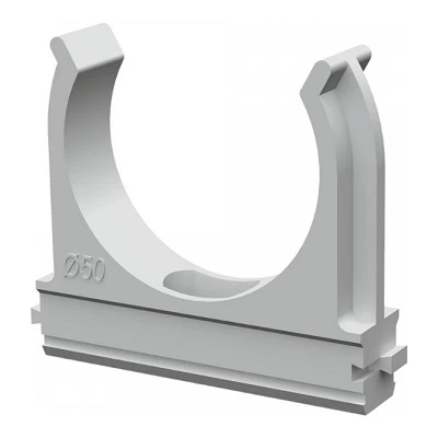 Крепёж-клипса для труб d50 мм безгалогенная (HF) атмосферостойкая серая (10шт/200шт уп/кор) (PR13.0349)