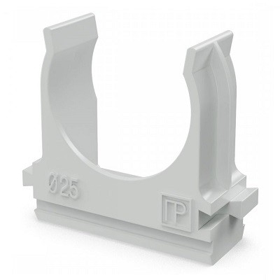 Крепеж-клипса для труб Полистирол d25 мм (10шт/500шт уп/кор) (PR.02725м)