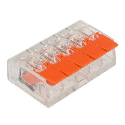 Универсальная компактная клемма СМК 221-415, 5-проводная до 4,0 мм² (40 шт./уп.) (07-5205)