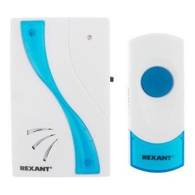 Беспроводной дверной звонок 32 мелодии 100м кнопка IP 44 (белый/синий) RX-2 (73-0020)