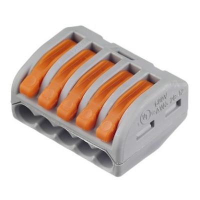 Универсальная клемма СМК 222-415, 5-проводная серая 0,08-2,5/4 мм² (40 шт/уп) (07-5255-4)