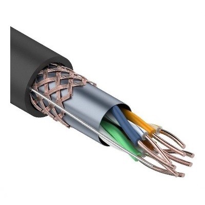Кабель витая пара SF/UTP, CAT 5e, PE, 4PR, 24AWG, OUTDOOR, SOLID, черный (01-0344)