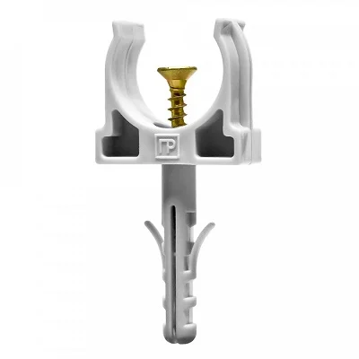 Крепеж-клипса с дюбелем и саморезом серая d20 мм (100шт/1200шт уп/кор) (PR13.0216)