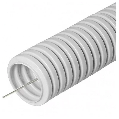 Труба гофрированная ПВХ тяжелая 750 Н серая с/з d16 мм (100м/5500м уп/пал) (PR.0116410)