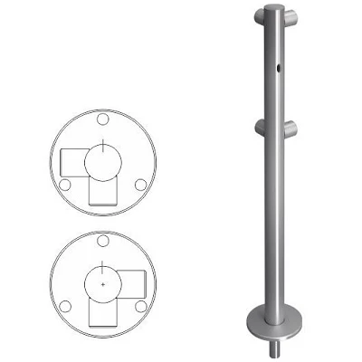 Стойка ограждения L-образная с отверстием под фиксатор, 2 муфты слева (ВЗР 1996.09.52)