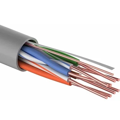 Кабель витая пара U/UTP, CAT 5e, PVC, 4PR, 24AWG, INDOOR, SOLID, серый (01-0043)