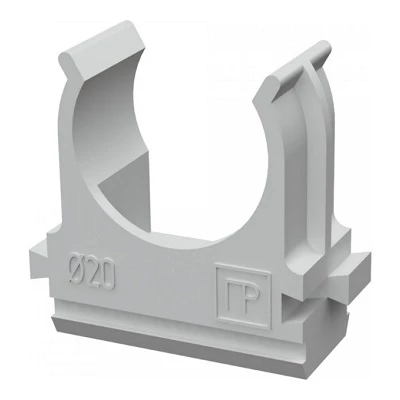 Крепеж-клипса для труб АБС-пластик в п/э d20 мм (100шт/1500шт уп/кор) (PR.02620)