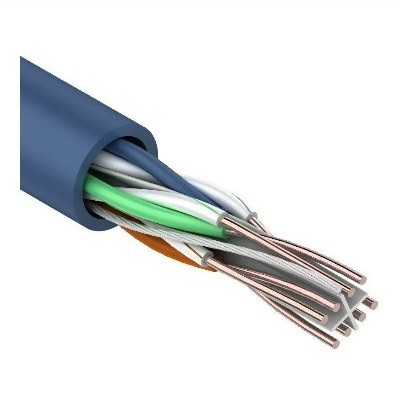 Кабель витая пара U/UTP, CAT 6, PVC, 23AWG, INDOOR, SOLID, синий (01-0047)