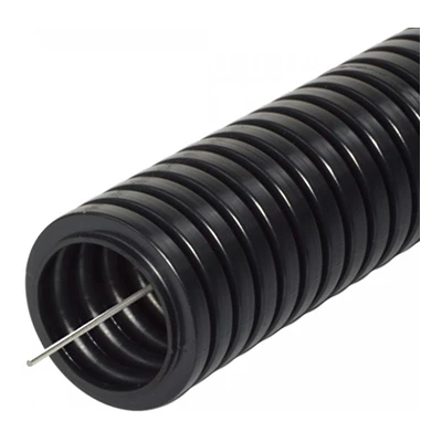 Труба гофрированная ПА негорючая (НГ) стойкая к ультрафиолету (УФ) черная с/з d32 мм (10м/уп) (PR02.0270)